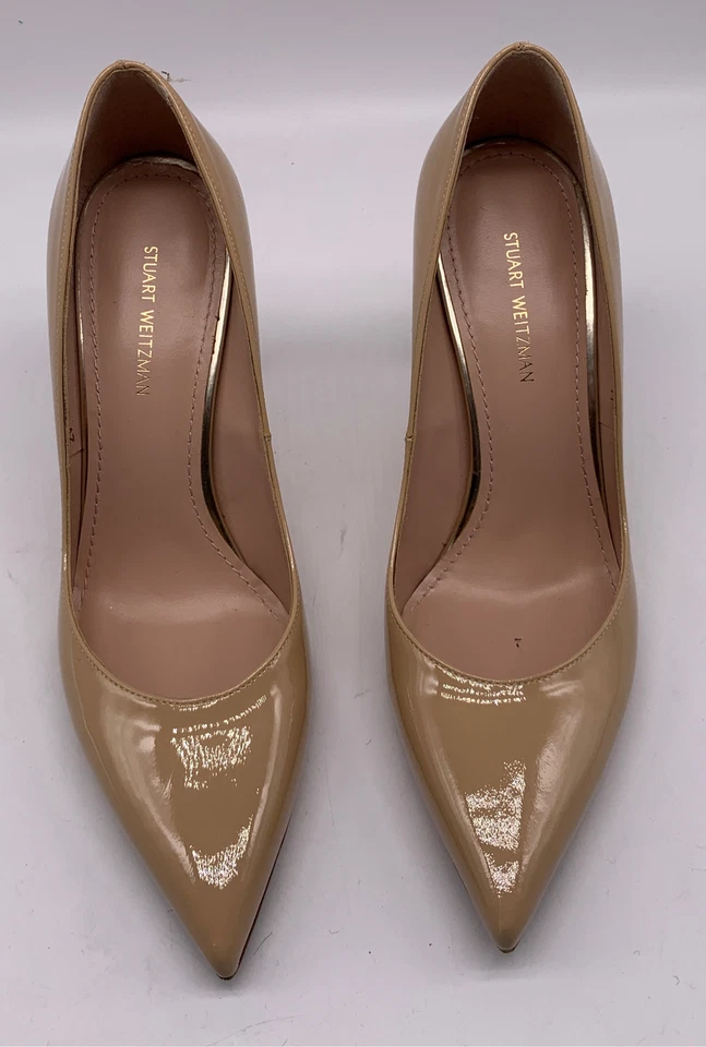 Stuart Weitzman Womens Nude Beige Patent Leather Pointed Toe High Heel  Pump 6 M - Image 2 of 4