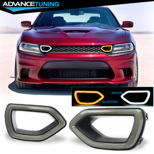Fits 1522 Dodge Charger SRT Scat Pack Grille White DRL Yellow Signal