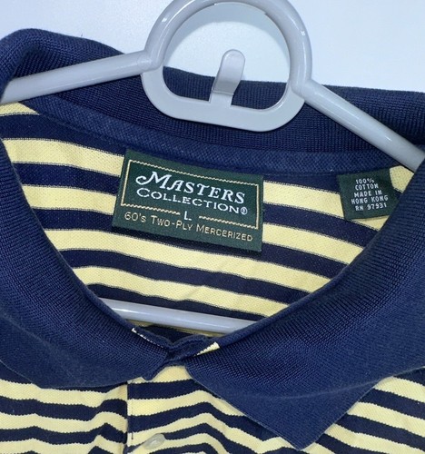 Masters Collection Polo Shirt Men's Size L Green Striped 60's Two-Ply Mercerized - Picture 3 of 5