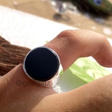 Natürlich Schwarzer Onyx 925 Solid Sterling Silber Handgemacht Signet Ring