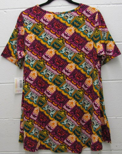 LuLaRoe Perfect T Top Swing Shirt Aztec Geometric Yellow Black Green Medium New - 第 3/11 張圖片