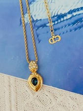 Christian Dior Vintage 1980s Sapphire Crystals Water Tear Drop Pendant, Necklace