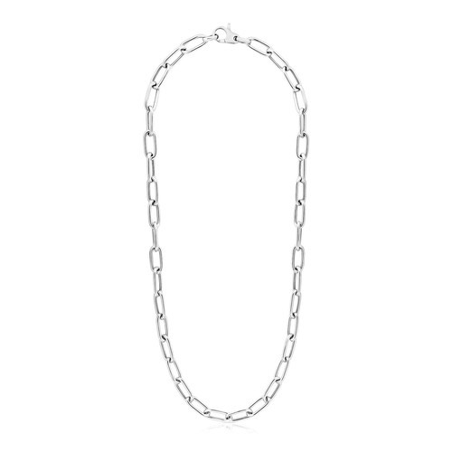 Sterling Silver Wide Paperclip Chain Fancy Necklace Fine Jewelry