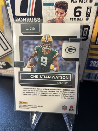 2022 DONRUSS OPTIC BASE ROOKIE PACKERS CHRISTIAN WATSON RC - Foto 2 di 2