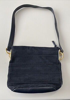 Americana by Sharif Black Leather Fabric Small Shoulder Bag Purse