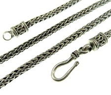  3MM Handmade Solid 925 Sterling Silver Balinese FOXTAIL Chain/Necklace Bali