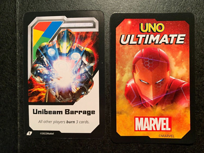 Marvel IRON MAN  Unibeam Barrage  UNO ULTIMATE  Mattel Games 2022  1st Edition
