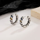 Womens 925 Sterling Silver Hoop Huggie Earrings Rainbow Crystal Ear Buckle Stud