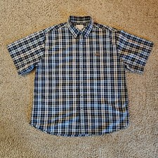 Carhartt Mens XL Shirt Navy Blue Plaid Button Down S163NVY Work Casual