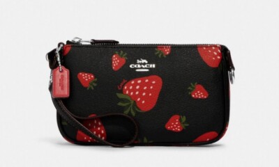 NWT COACH Nolita 19 Wristlet Bag With Wild Strawberry Print