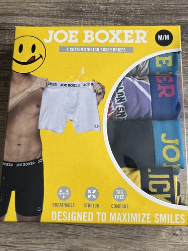 Joe Boxer 4 Pack Cotton Stretch Men's Boxer Briefs Underwear Size Medium $38 NEW