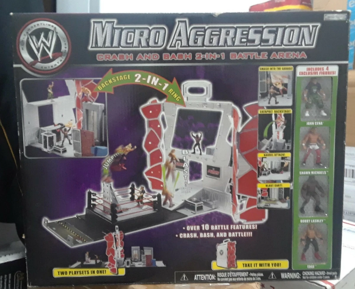 WWE Jakks Micro Aggression Backstage Crash Bash Battle Arena Playset w 4 Figs