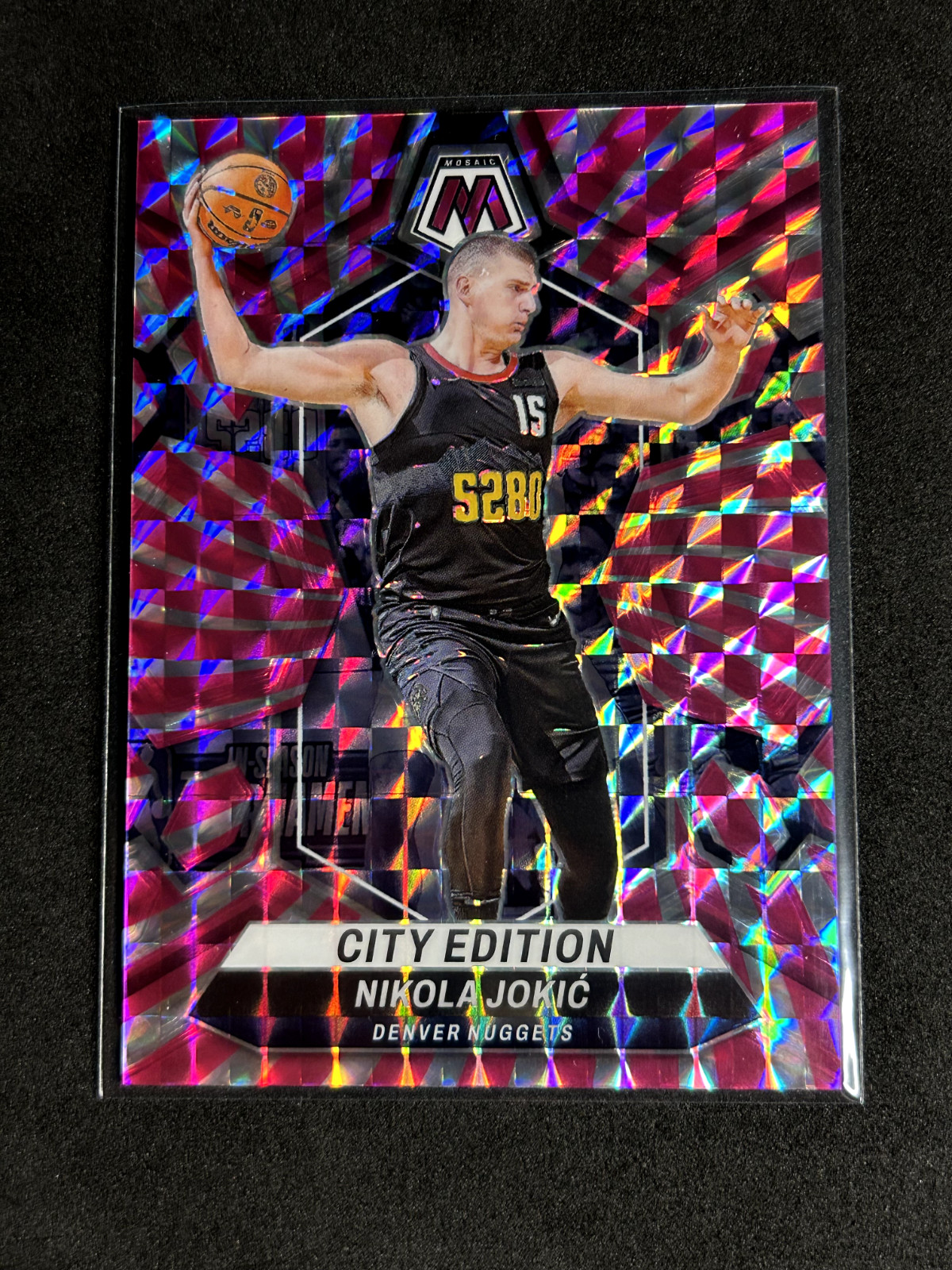Nikola Jokic 2023-24 Mosaic PINK SWIRL FOTL /18 CITY EDITION