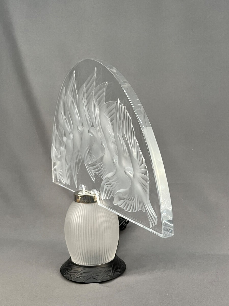 OLD LALIQUE フロストクリスタル女性像と白鳥 真作】【WISH】ラリック LALIQUE「フロストクリスタル女性像