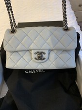 Chanel Mini Light Grey Quilted Lambskin Classic Flap Bag