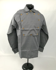 Gray Bib Front Firemans Shirt - Wood Buttons - Reenactment - Size XL