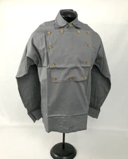 Gray Bib Front Firemans Shirt - Wood Buttons - Reenactment - Size XL