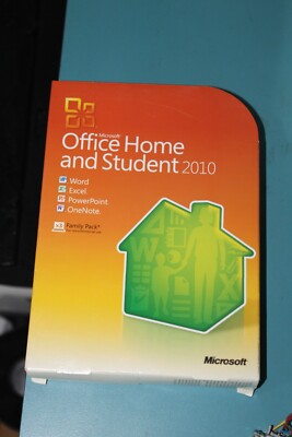 MICROSOFT THREE USER OFFICE 2010 HOME AND STUDENT RETAIL BOX  W/ PRODUCT KEY