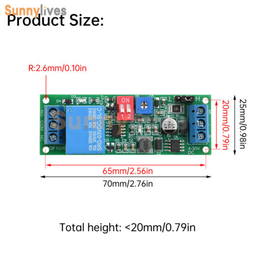 DC 4-30V 1 Way Time Delay Relay Module Adjustable Trigger Delay Switch Module - Picture 3 of 20