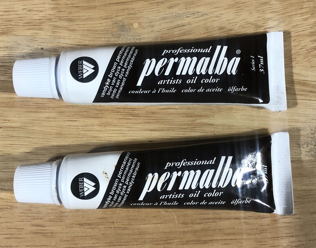 Lot Of 2 Weber Permalba Artist Oil Coloring - Permanent Brown Color - A Tad Used