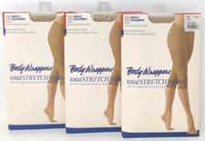  3-PACK Body Wrappers A35 Jazzy Tan Sm/Md Crop Total Stretch Tights V-Front NIP