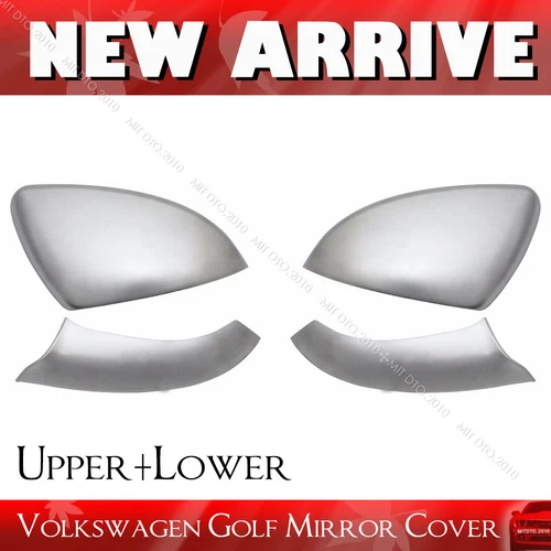 Fit For VW Golf MK7 VII GTI 2014-17 Chrome Aluminum Mirror Cover Cap U er+Lower