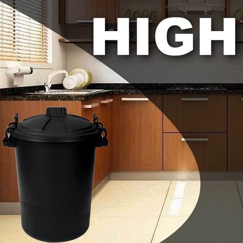 50L Dustbin with Clip Lock Lid Heavy Duty Waste Bins Pet Feed Home Garden Black - Video 1 of 1