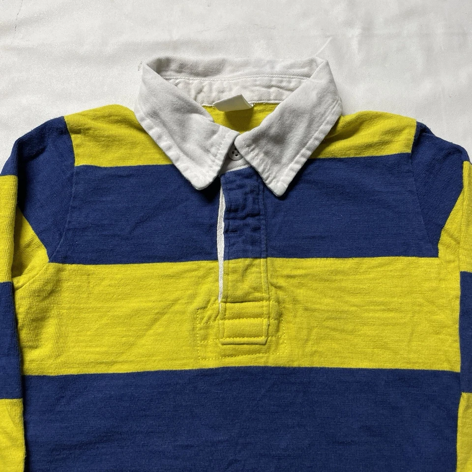 GAP Niños Polo Camiseta Niños Talla 4T Azul Amarillo Gris Rayas Manga Larga Niño Pequeño Foto 3 de 4