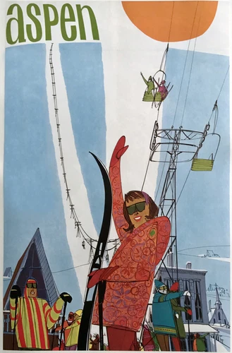 Aspen Vintage Travel Ski Poster