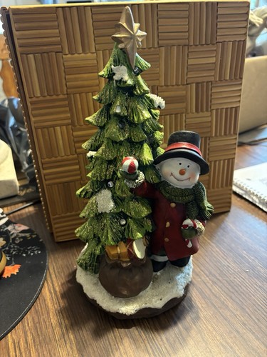 Ceramic Vtg Light Up Snowman AND Christmas Tree On/Off Switch 10" - Picture 6 of 7