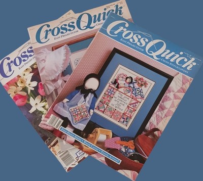 3 Cross Quick Magazine 1989 Feb March June July Aug Sept Patterns Cross Stitch
