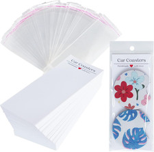 100PCS Car Coaster Packaging for Selling, Sublimation Blanks Car Coasters Cards