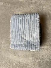 Lullaby Kids Baby Blanket Blue Ribbed Corduroy Reversible White Sherpa Lovey