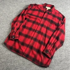 Stormy Kromer Shirt Mens XL Red Black Plaid Flannel Button Front Made USA