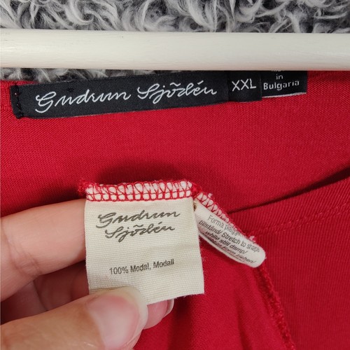 Gudrun Sjödén Red 100% Modal Minimalist Top Blouse Womens XXL Short Sleeve Comfy - Picture 5 of 8