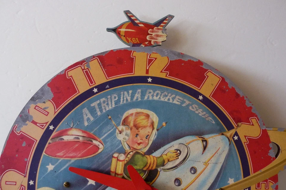 Timeworks 13" Rocket Boy Wall Clock w/Pendulum - pre-owned - Image 2 of 4
