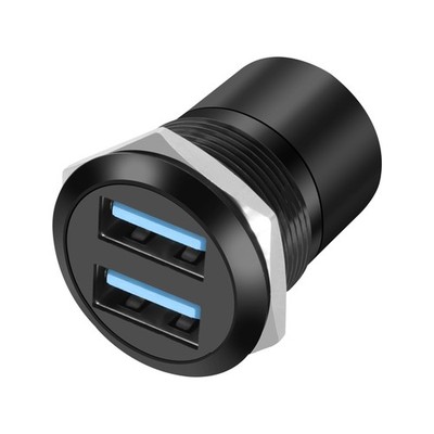 USB 3.0 Panel Threaded Fixed Mount Adapter Dual USB Type-A Panel Mount Socket...