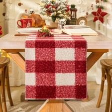 Christmas Table Runner Red White Plaid Table Decoration 13x90 Inch