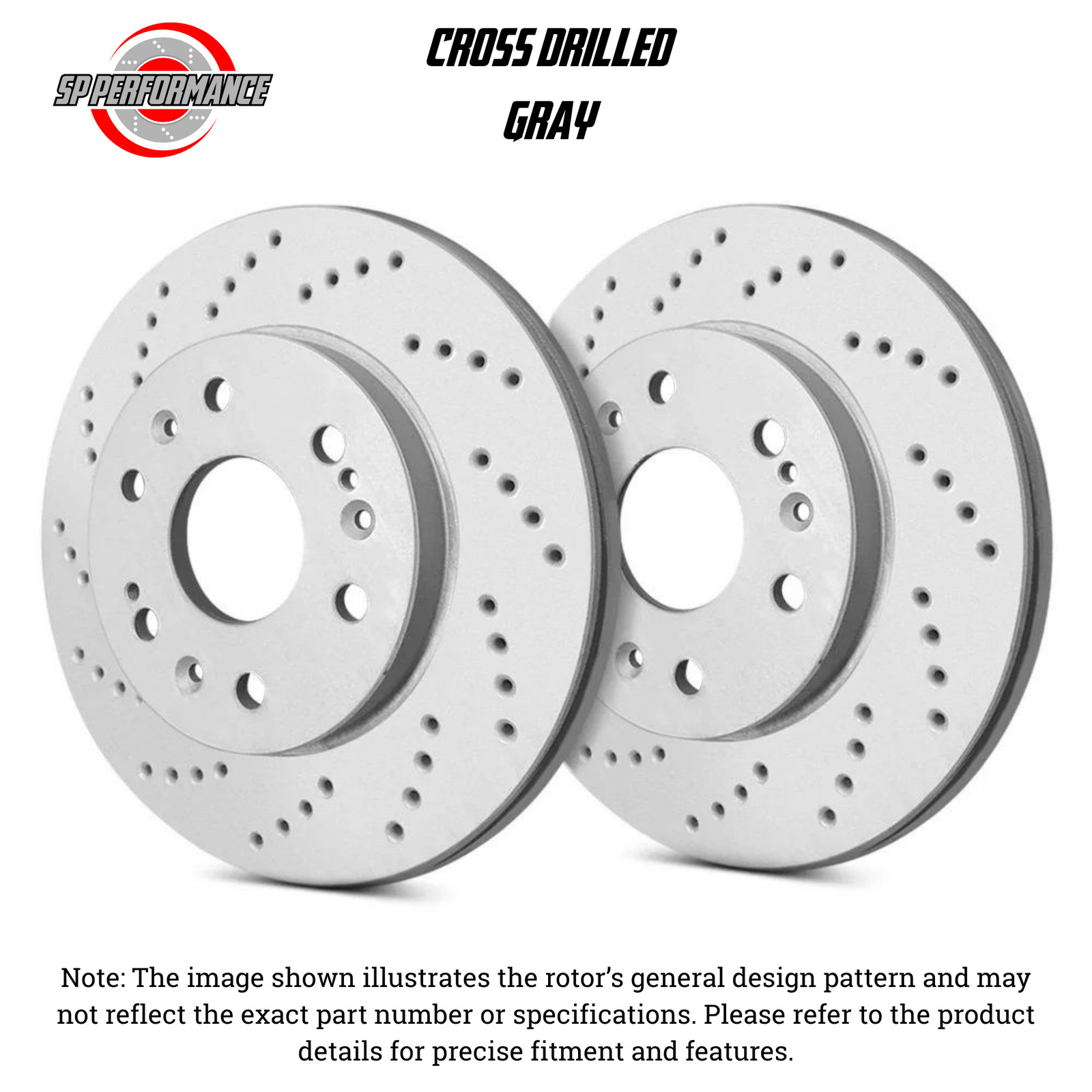 SP Performance C19-238 Cross Drilled GREY Zinc Front Rotors 97-05 Acura NSX