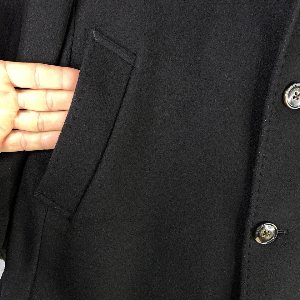 Lauren Ralph Lauren Coat Mens 42R Black Wool Cashmere Overcoat Italian Fabric - Image 4 of 4