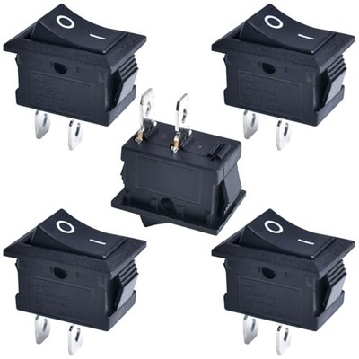  5 Pcs Boat Rocker Switch ON Off 2 Pin 2 Position SPST 2 Pin On-Off Black-5Pack
