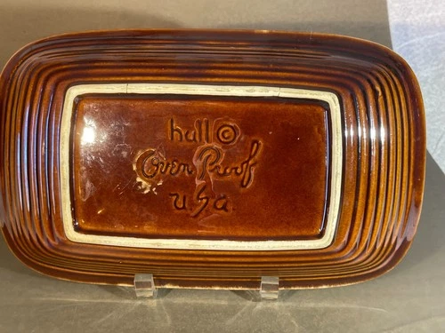 Vintage Hull USA Brown Drip Pottery Rectangular Serving Dish (1337)