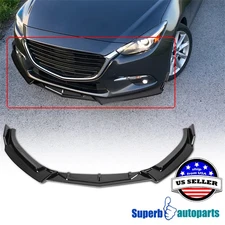 Fits 2014-2018 Mazda 3 Glossy Black Front Bumper Lip Spoiler Splitter Body 3PCS