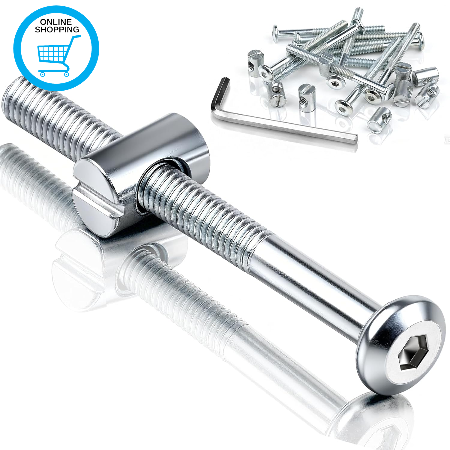 M6X120 Mm Bed Bolts, 12 Pack Furniture Connector Bolts and Barrel Nuts, M6 Hex S