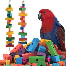 Bird Toys for Parrot, 165 Pcs Colorful Multi-Shaped DIY Wooden Blocks Craft, ...