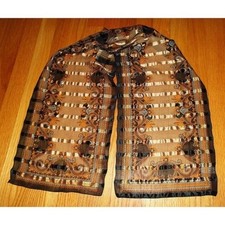 Vintage Gold Red  Black Ornate Berkshire Neck Scarf art deco brocade stripes