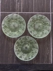 3 Vtg Federal Uranium Glass  “Vineyard” Grapes & Leaves Dessert Plate 8-1/2"