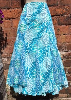 Gonna lunga float PerUna in cotone taglia 18 vita 39”lunghezza 32”chiffon con volant