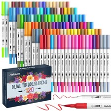 120 Dual Tip Art Marker Pens, Color by Number Markers, Professional Brush  F...