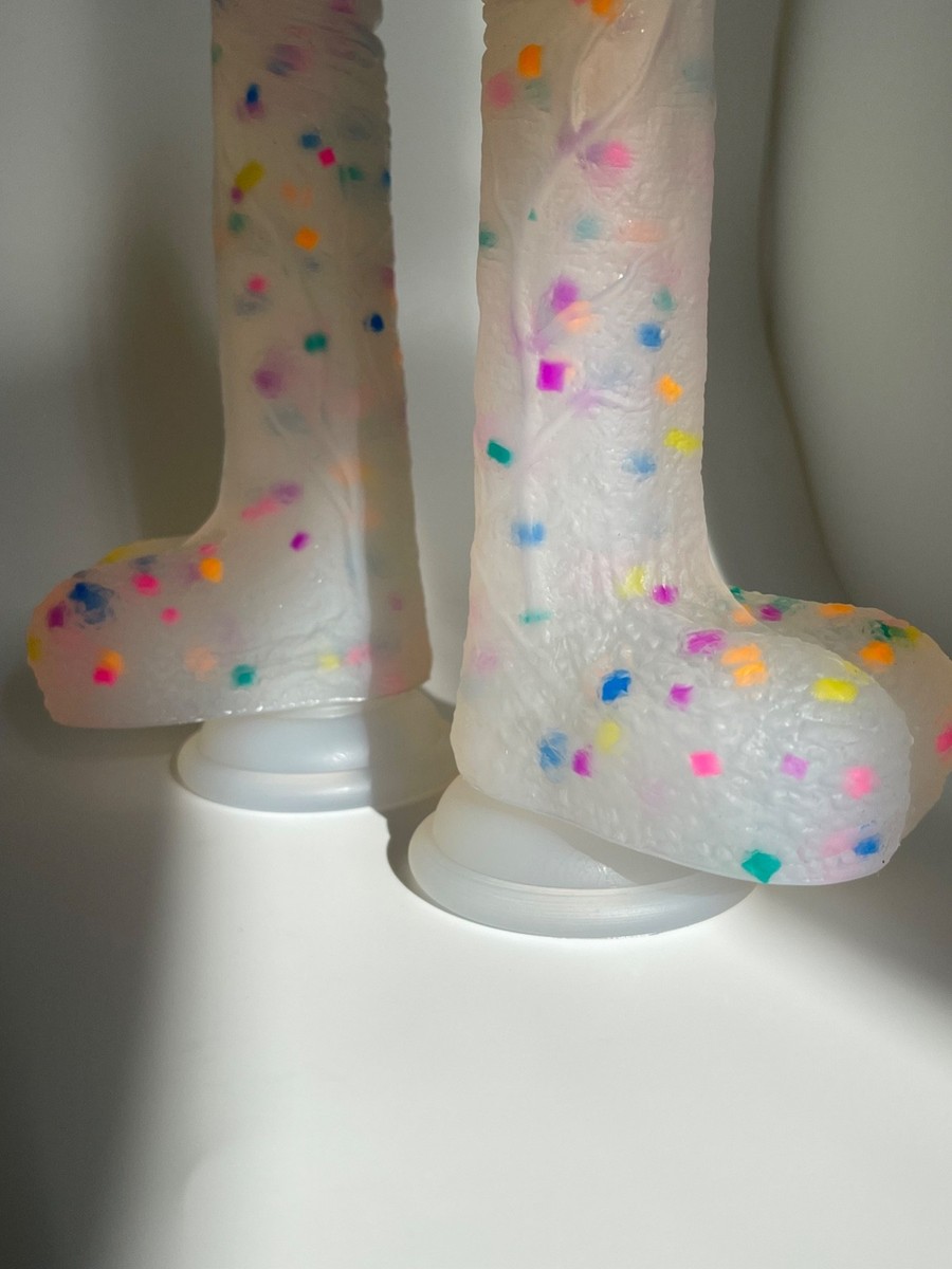 Realistic Confetti Silicone Dildo Transparent sex toy easy to clean women  men